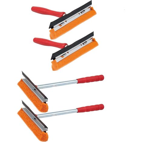 Novaliv 2X Raclette vitre voiture 21 cm manche bois 16 cm + manche métal-plastique 31 lèvre raclette et éponge caoutchouc raclette vitre voiture