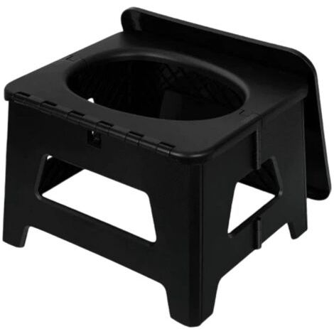 Toilettes Portables Pliables avec Couvercle, Toilettes de d'urgence Stables, ergonomiques et Robustes pour Les Longs trajets, Le Camping en, L Black (1/5)
