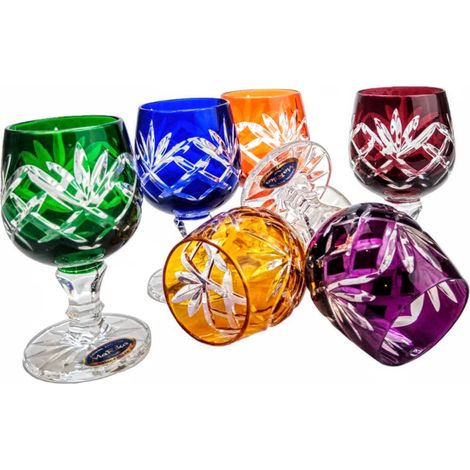Bicchieri in cristallo MaRika Ananas colorati, 6 pezzi, 30 ml - elegante decorazione da tavola in un mix di colori (1/5)