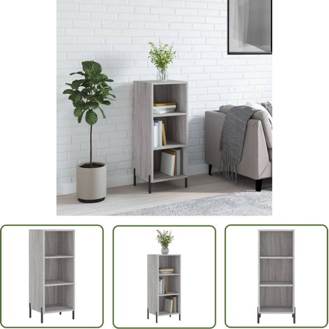 The Living Store Sideboard Grau Sonoma 34,5x32,5x90 cm Holzwerkstoff - Schreibtisch - Wohnzimmermöbel - Sideboard - Grau - Holzmöbel (1/5)