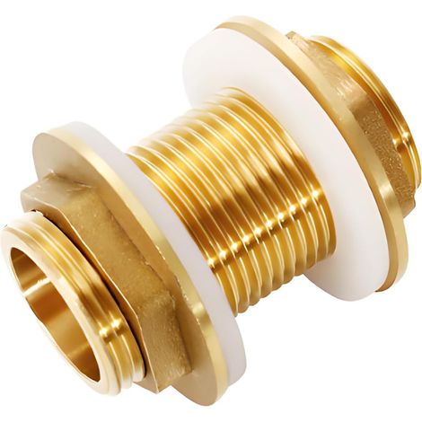 Raccord de Tuyau en Laiton G3/4 Mâle, Laiton Passe Paroi, Raccord de Réservoir D'eau en laiton Avec Joint Silicone, Château d'Eau, Pompe à Eau, raccord de Réservoir Durable et Étanche (G3/4, 50mm) (1/5)