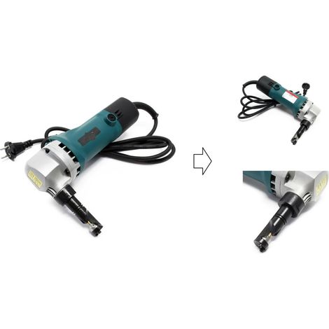 Grignoteuse électrique 500W – Coupe précise tôle, acier, plastique jusqu'à 2,5 mm – Moteur 2000 tr/min – Poinçon orientable 360°