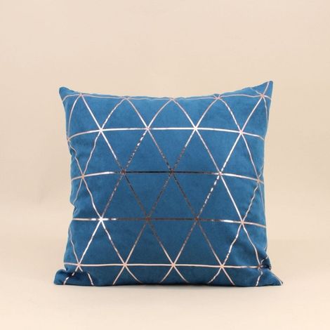 Coussin motifs géométriques bleu 40x40cm (1/5)
