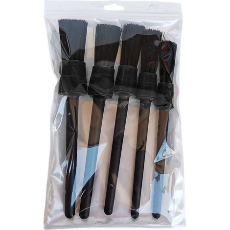 Ensemble de 5 brosses de nettoyage intérieur pour voiture, en fibres synthétiques douces, pour SUV, camionnette et fourgonnette (noir) (1/5)