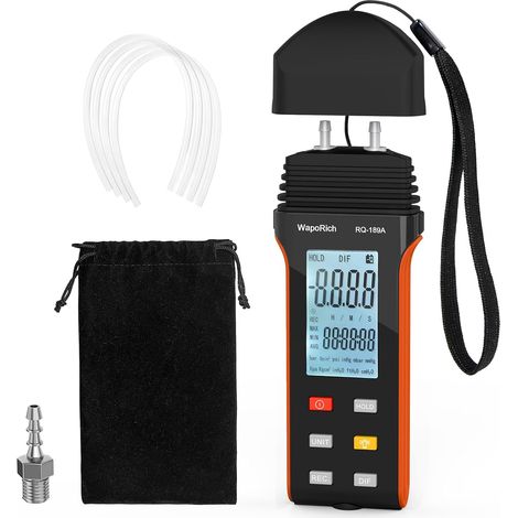 Manomètre RQ-189A, Manomètre à Différentiel, Testeur de Pression de Gaz à Double Port avec 11 unités sélectionnables et Rétroéclairage (1/5)