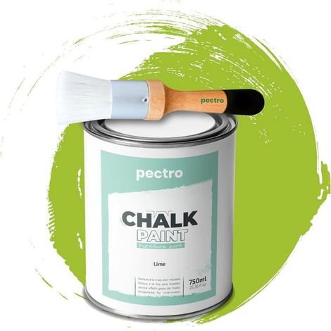 Pintura a la Tiza - PECTRO - LIMÓN VERDE - 750ml - Brocha de Madera - Acabado Mate