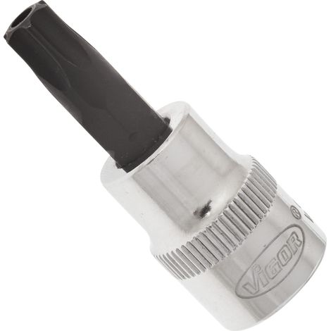 VIGOR Embout tournevis TX 3/8" carré creux 10 mm Tamper-Resistant T45 H L48 mm V2194 (1/3)