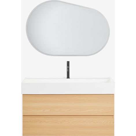 Conjunto de mueble de baño en madera y chapa de fresno con lavabo integrado Ona SKLUM (1/5)