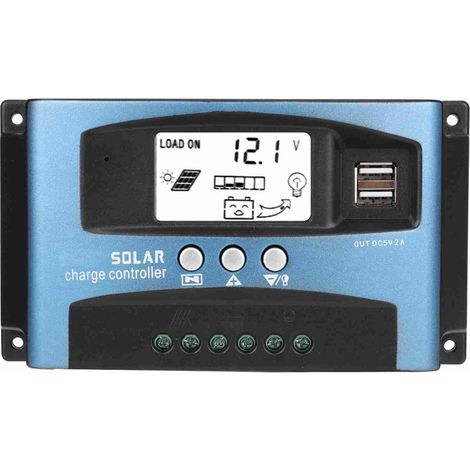 Contrôleur de Charge Solaire 30A, Contrôleur de Batterie Intelligent Régulateur Panneau Solaire USB 12V 24V Avec LCD (1/4)