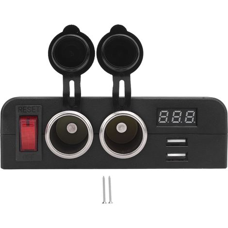 Adattatore per presa accendisigari da 12 a 24 V CC, con voltmetro digitale, interruttore di alimentazione, uscita per auto e caricatore USB per barche, camion e camper. (1/4)