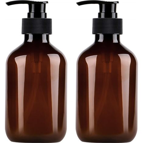 Dispensador de jabón líquido de 500 ml con bomba recargable: botella para loción, champú y gel de ducha fabricada en PET apto para uso alimentario (paquete de 2). (1/5)
