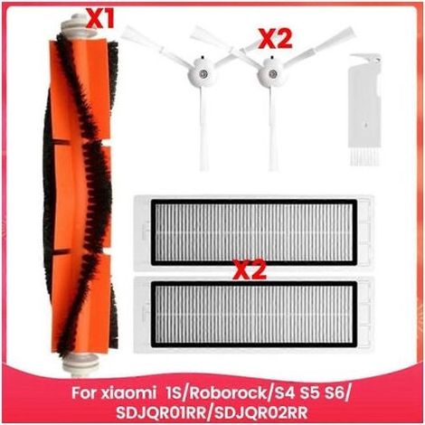 Pièces de rechange pour aspirateurs Xiaomi 1S, Roborock S4, S5 et S6, SDJQR01RR et SDJQR02RR : brosse latérale principale et filtre HEPA (1/5)