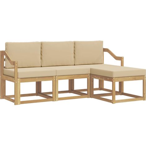 Outdoor-Sofagarnitur 4 stk. Weiß und Beige vidaXL (1/5)