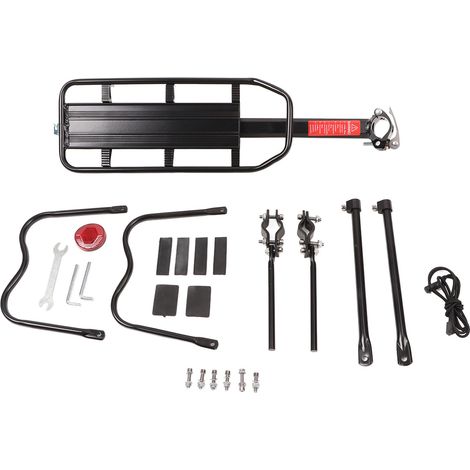 Porte-bagages vélo arrière universel, léger en alliage d'aluminium et plastique, démontage rapide, support bicyle, charge utile élevée, noir (1/5)