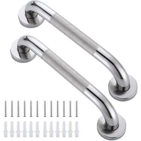 Barre d'appui Douche,Lot de 2 Barre d'appui en Acier Inoxydable 304 pour les Personnes âgées avec Surface Moletée,Poignée de Douche Antidérapante,Poignée de Sécurité pour Âgées/Handicapées/Enfants (1/5)