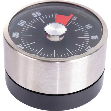Minuteur de cuisine mécanique avec alarme – Cadran compte à rebours de 60 minutes pour la cuisine et la pâtisserie – Cloche forte, facile à nettoyer (noir) (1/5)