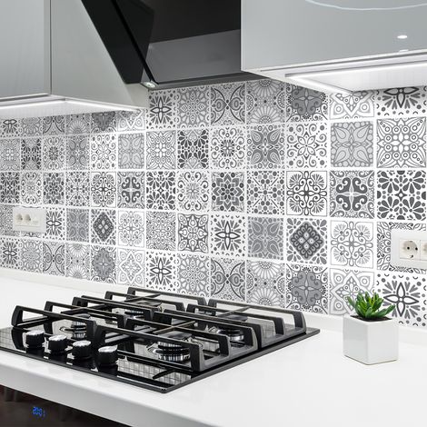 Sticker Mural Carrelage adhésif Cuisine Salle de Bain - 24 STICKERS CARRELAGES AZULEJOS YASMINE - 24stickers10x10cm (1/5)