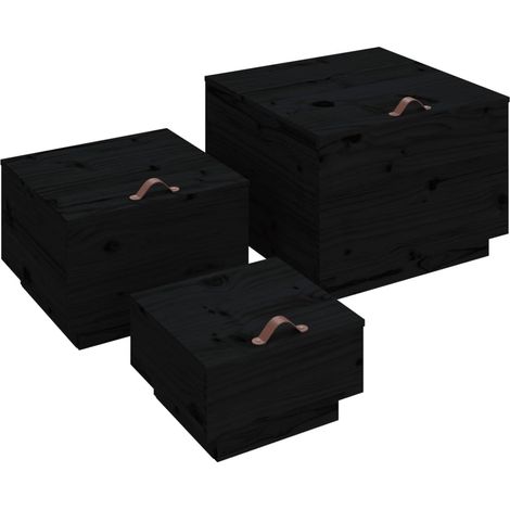 Maison Exclusive - Cajas de almacenaje con tapa 3 pzas madera mac