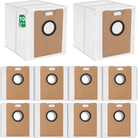 Lot de 10 sacs d'aspirateur de rechange, compatibles avec les aspirateurs Tapo RV30 Max Plus/RV30 Max & RV20 Max Plus/RV20 Max, sacs à poussière de grande capacité de 3,2 l