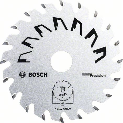 Bosch 1x Lama per Sega Circolare Precison (per Legno, Ø 85 x 1.1/0.7 x 15 mm, 20 Denti, ATB, Accessori Seghe Circolari)