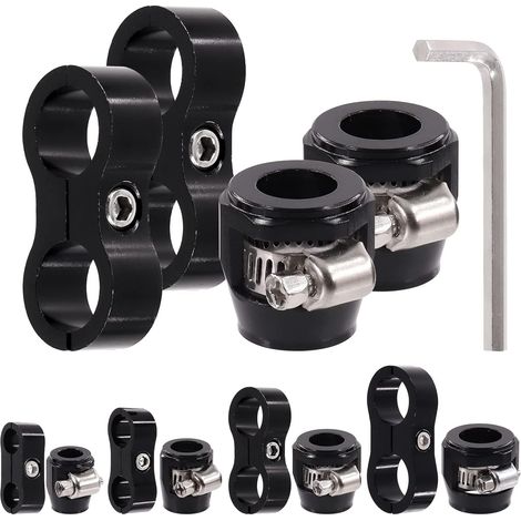 Lot de 5 colliers de serrage 8AN et séparateur de tuyau avec kit de clé, colliers de finition de tuyau avec bande de vis et adaptateur de fixation de conduite de carburant en aluminium pour (1/5)