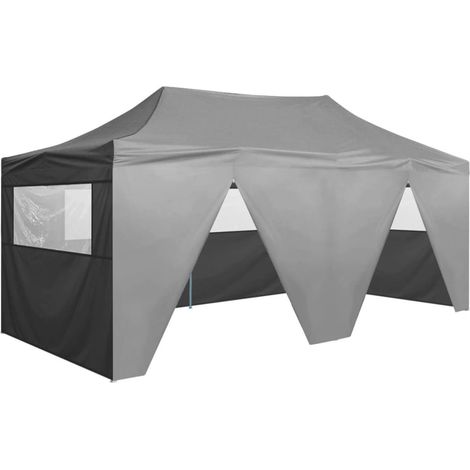 Tente de réception pliable,Tonnelle de Jardin,Chapiteau,Barnum avec 4 parois 3x6 m Acier Anthracite XZZ55461 (1/5)