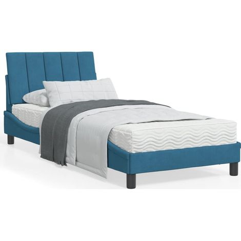 Cadre de lit avec lumières LED bleu 80x200 velours (1/5)