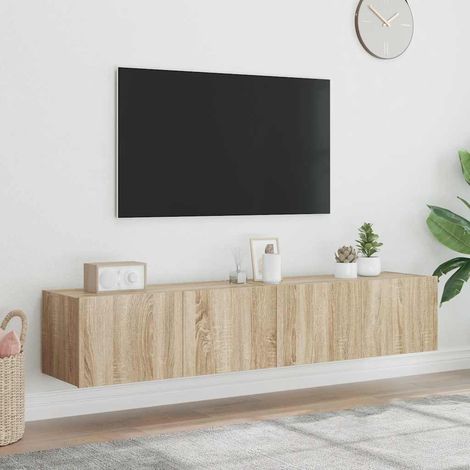 TV-Wandschränke mit LED-Leuchten 2 Stk. Sonoma-Eiche 80x35x31cm (1/5)