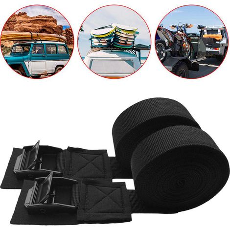 2 sangles d'arrimage pour porte-bagages de voiture, remorque, porte-kayak, sangles de fixation pour kayak, sangles de toit pour kayak - FCY (1/5)