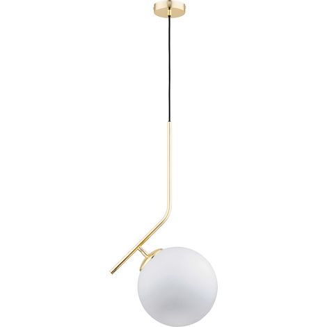 Suspension minimaliste doré/noir boule verre blanche E27 (1/3)