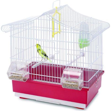 Ferplast Ava Käfig für kleine Vögel elegant in Weiß-Rosa