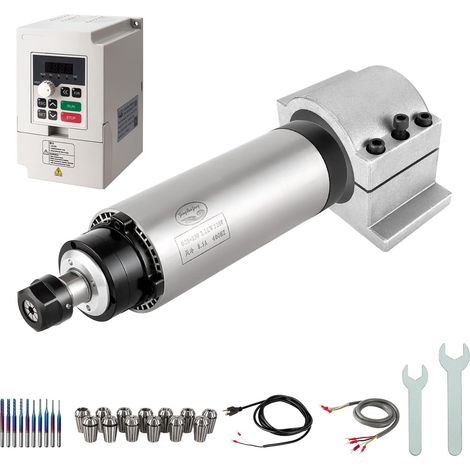 Kit moteur mandrin CNC 220 V 2,2 KW Φ80 mm Moteur CNC mandrin refroidi par air mandrin + 2,2 kW VFD + Φ80 mm Support à pince + collier kit ER20 + forets + Wires pour machine routeur CNC (1/5)