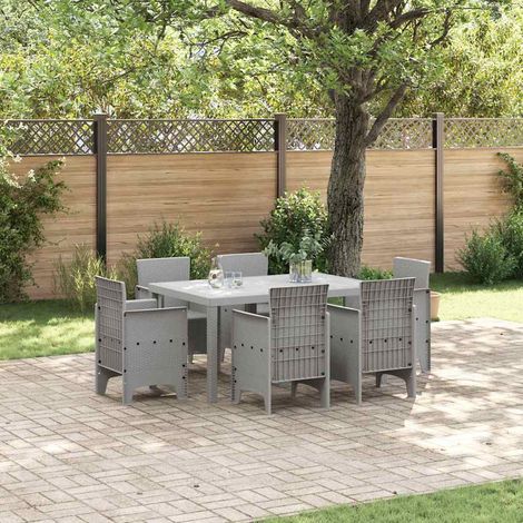 vidaXL Ensemble de salle à manger pour jardin 7 pcs Gris clair (1/5)