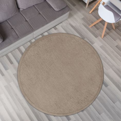 Krabbelmatte Babyzimmer Teppich Spielmatte Kinder Unifarben Rutschfest Flauschig 80 cm x 80 cm x 24 mm Beige Rund (1/5)