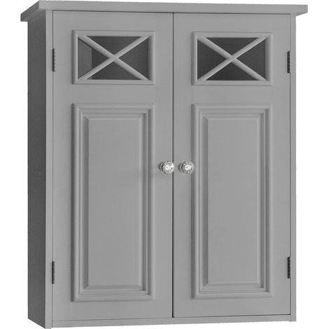 Teamson Home Mueble De Baño De Pared 2 Puertas De Madera Gris EHF-6810G (1/5)