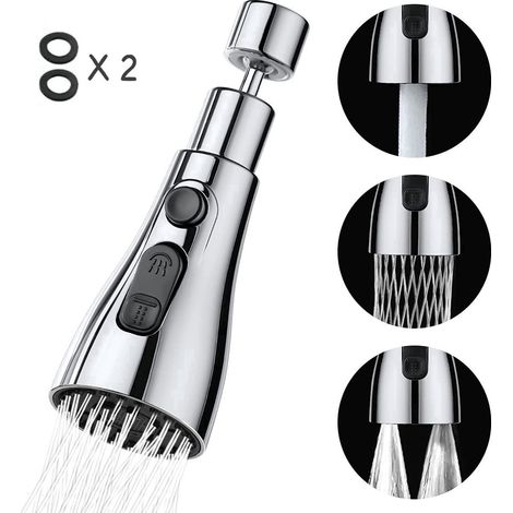 Prolunga per rubinetto da cucina G1/2 color argento, girevole a 360°, con 3 posizioni di erogazione dell'acqua, flessibile e salva-acqua, accessorio per rubinetto lavastoviglie senza complicate operaz (1/5)