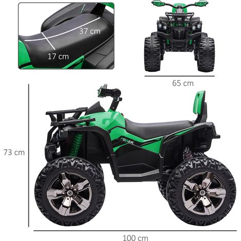Quad électrique 12 V pour enfants, avec phares et batterie rechargeable, convient aux enfants de 3 à 5 ans, 100 x 65 x 73 cm, vert (1/5)