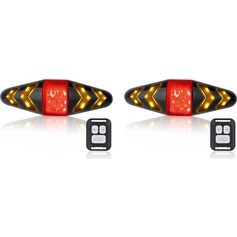 2X Feu ArrièRe de Vélo avec Clignotants, Avertissement de Sécurité à LED Ultra Lumineuse Rechargeable par USB Feux ArrièRe de Frein de Vélo pour Vélo (1/5)