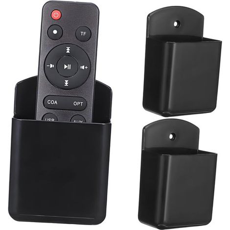 Set da 3 pezzi per il montaggio a parete dei telecomandi: supporto a parete per telecomandi di TV e condizionatore piccolo vassoio autoadesivo per riporre gli oggetti punta da trapano. (1/5)
