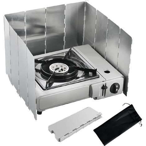 12 Foldable Aluminium Windproof Stove Plates with Storage Bag, Wind Shield Gas Stove Windshield, Camping Stove Windshield, Portable Stove Windshield for Outdoor Camping Stove, Picnic (1/5)