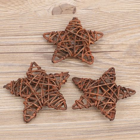 Sterne aus Naturrattan für DIY-Dekorationen zu Hochzeiten, Weihnachten und Partys (Café) - 6er-Set (1/5)