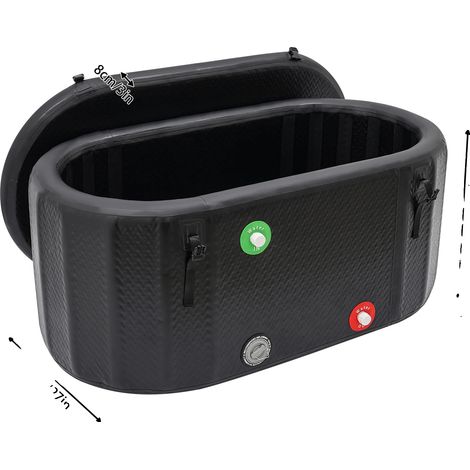 Baignoire gonflable, design portable, autoportante avec couvercle isolé, noir (1/2)