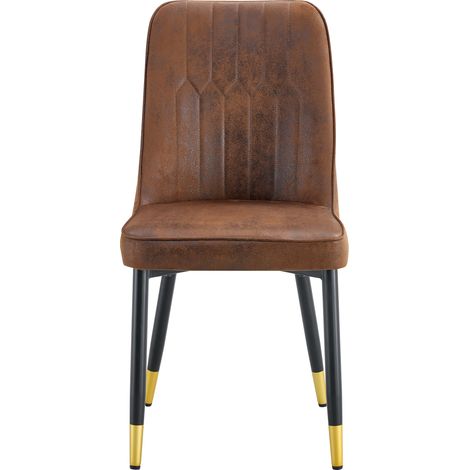 CHICFURN Lotto di 2 sedie da pranzo 43 x 41,5 x 89 cm tessuto marrone e metallo nero (1/5)