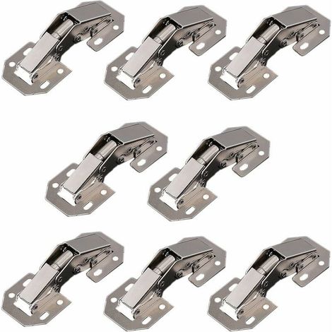 Lot de 8 charnières invisibles 90° pour meubles – Acier laminé à froid – Installation facile à 8 trous – Pour armoires et placards (1/5)