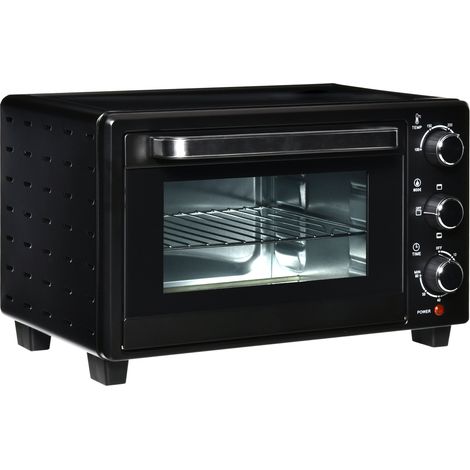 Minibackofen 21 L, 1400 W, 3 Kochmodi, 100-230 °C, mit Rost & Blech, Schwarz (1/5)
