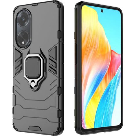 Étui pour Oppo A58 4G, anneau de support, noir (1/5)