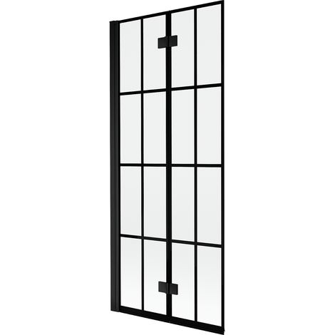 Mexen Mist paravento per doccia a 2 ante sinistro 80 x 150 cm, griglia nera, nero - 8A9-080-002-70-77-L (1/5)