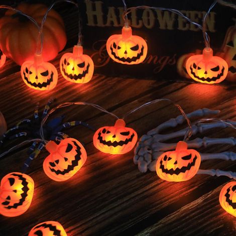 Halloween-Lichterkette für den Außenbereich, 3 m lange Lichterkette mit 20 LEDs in Kürbisform, für Halloween-Partys und Themenabende (1/5)