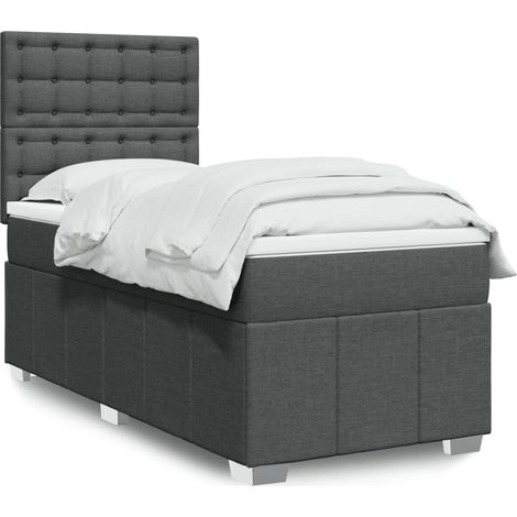 Boxspringbett mit Matratze Dunkelgrau 80x200 cm Stoff vidaXL399140