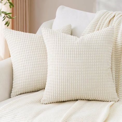 Housse Coussin 45x45cm,Lot de 2 Coussin Canape en Velours,Coussin Beige,Canapé Super Doux Décoration Coussin Canape Salon Chambre (1/4)